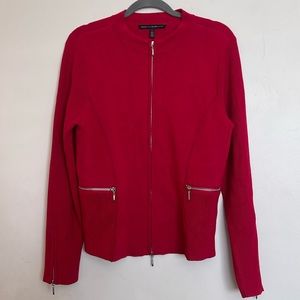 WHBM Full Zip Sweater Knit With Pockets Large